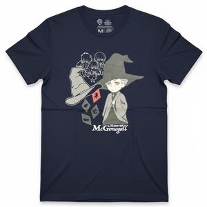 NWOT Harry Potter Minerva McGonagall Chibi Graphic Tee Navy Blue Medium Unisex